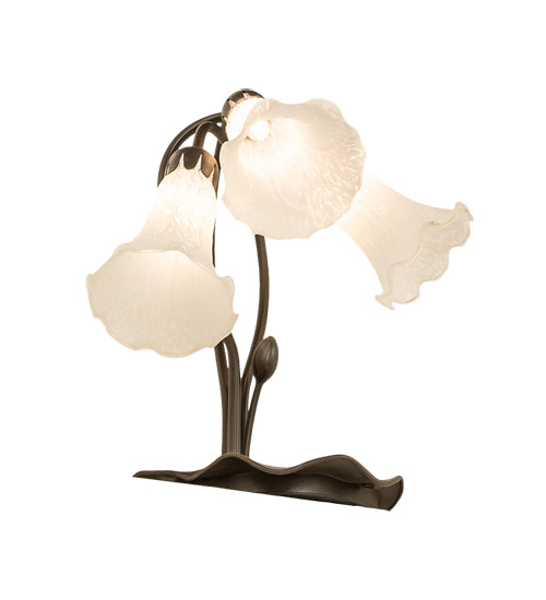 16" High White Tiffany Pond Lily 3 Light Accent Lamp