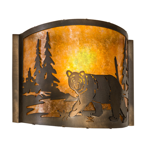 12" Wide Lone Bear Left Wall Sconce