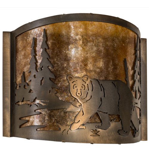 12" Wide Lone Bear Left Wall Sconce