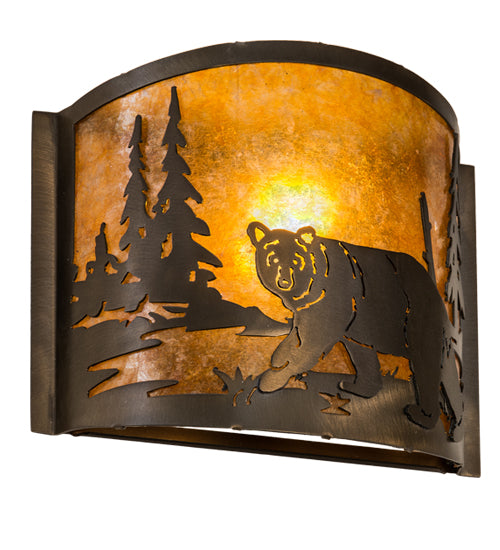 12" Wide Lone Bear Left Wall Sconce