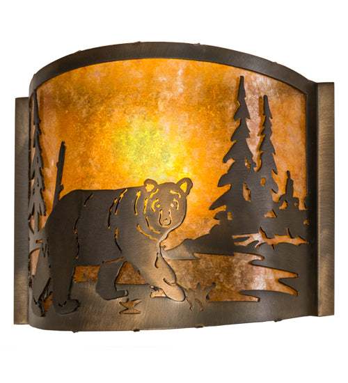 12" Wide Lone Bear Right Wall Sconce