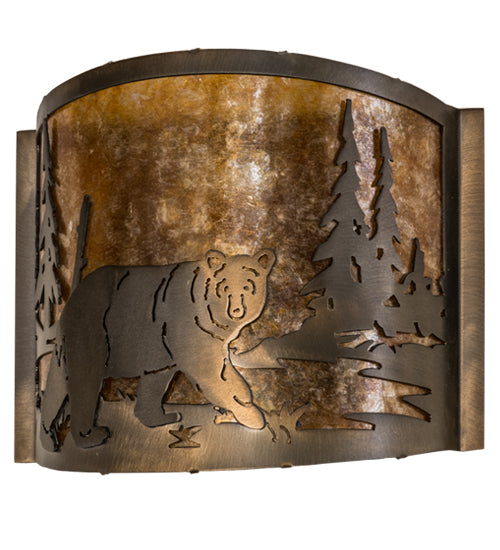 12" Wide Lone Bear Right Wall Sconce