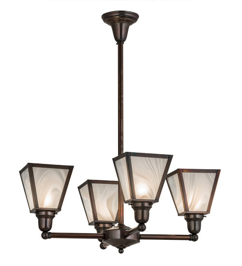 27"W Metro White Baroque 4 Lt Chandelier