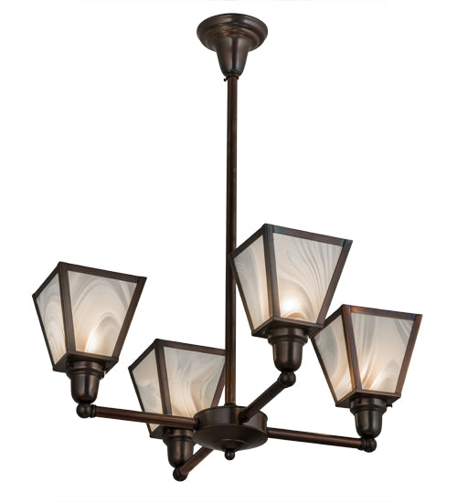 27"W Metro White Baroque 4 Lt Chandelier