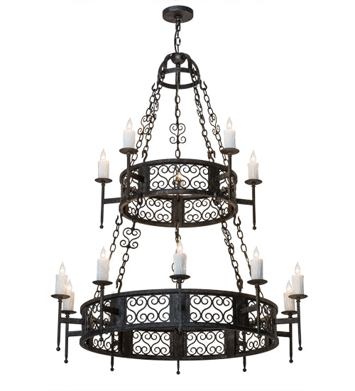 48" Wide Toscano 15 Light Two Tier Chandelier