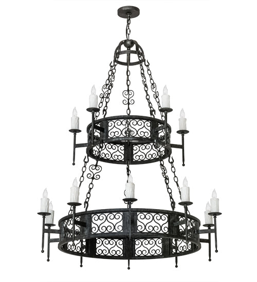 48" Wide Toscano 15 Light Two Tier Chandelier