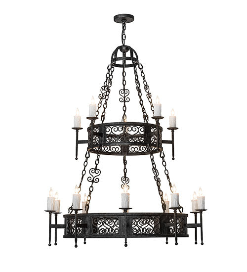 48" Wide Toscano 15 Light Two Tier Chandelier