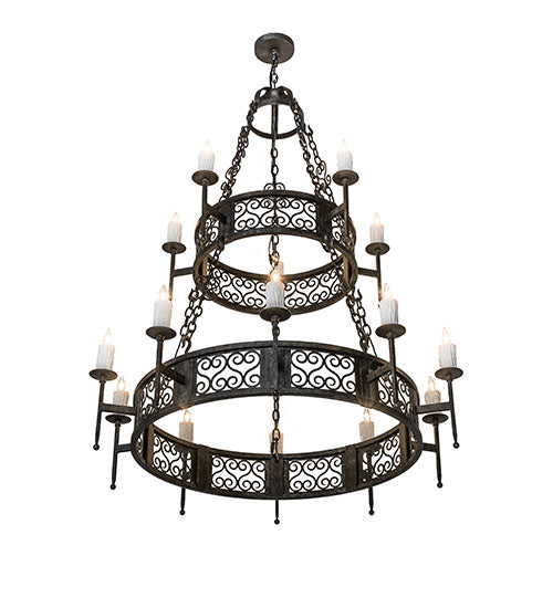 48" Wide Toscano 15 Light Two Tier Chandelier