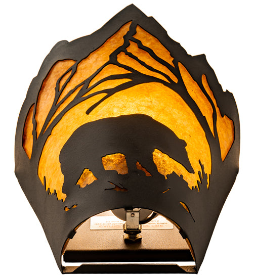 8" Wide Bear At Dawn Right Wall Sconce