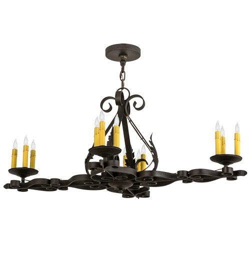 42" Long Elianna 12 Lt Oblong Chandelier