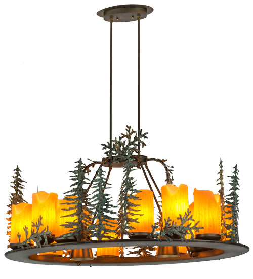 42" Long Tall Pines 12 Light Oblong Chandelier