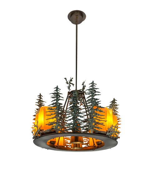 42" Long Tall Pines 12 Light Oblong Chandelier