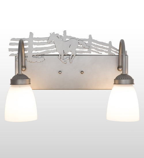 16" Wide Running Horses 2 Lt Vanity Light