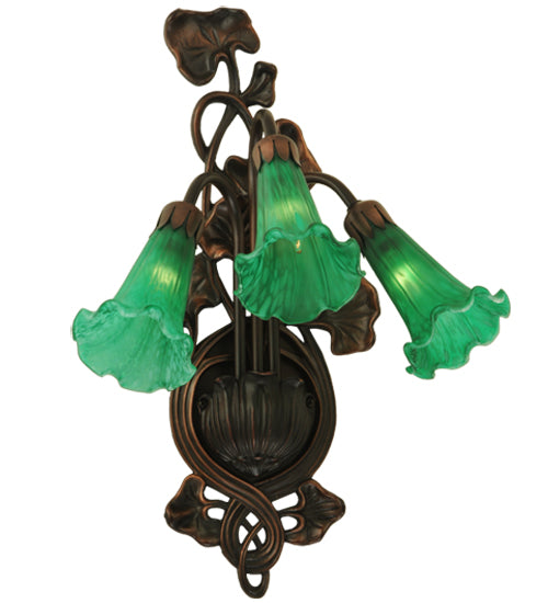 10.5"W Green Pond Lily 3 Lt Wall Sconce