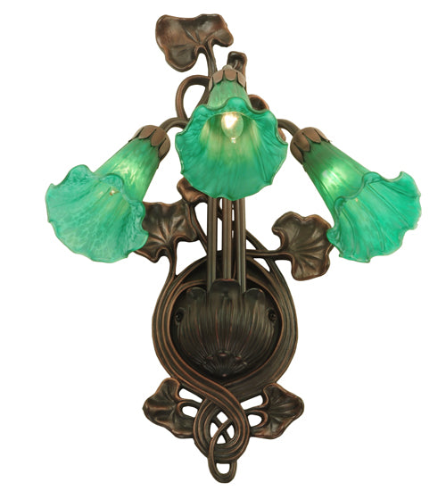 10.5"W Green Pond Lily 3 Lt Wall Sconce