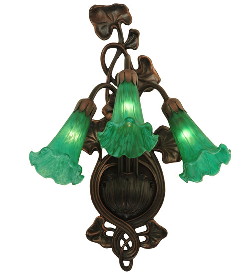 10.5"W Green Pond Lily 3 Lt Wall Sconce