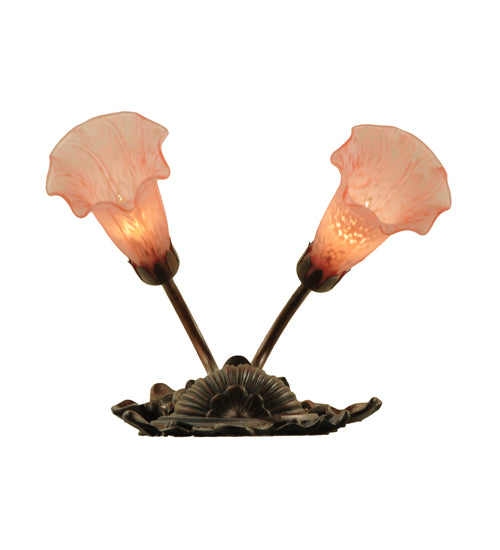 11"W Pink Pond Lily 2 Lt Wall Sconce