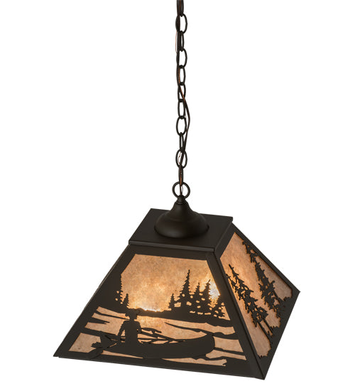 16" Square Canoe At Lake Pendant