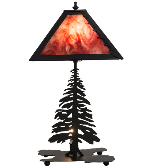 21" High Leaf Edge Tall Pines W/Lighted Base Table Lamp