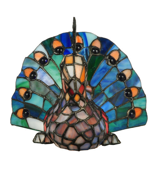 7.25"H Tiffany Peacock Accent Lamp