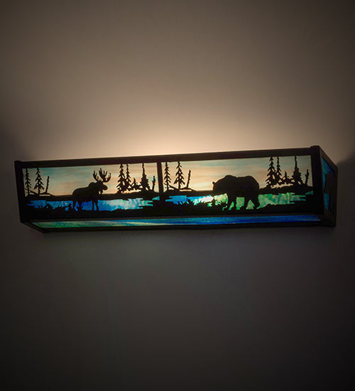 24"W Moose & Black Bear Vanity Light