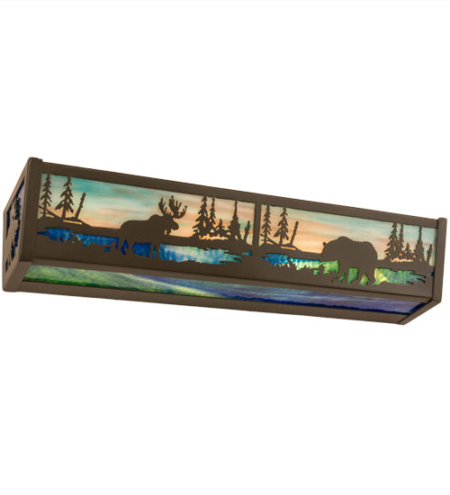 24"W Moose & Black Bear Vanity Light