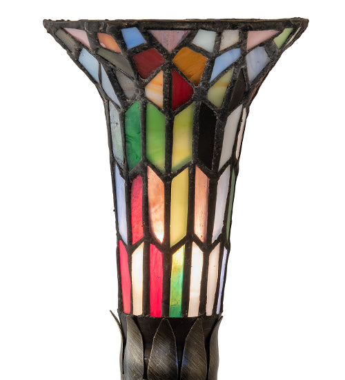 15" High Stained Glass Pond Lily Nouveau Lady Accent Lamp