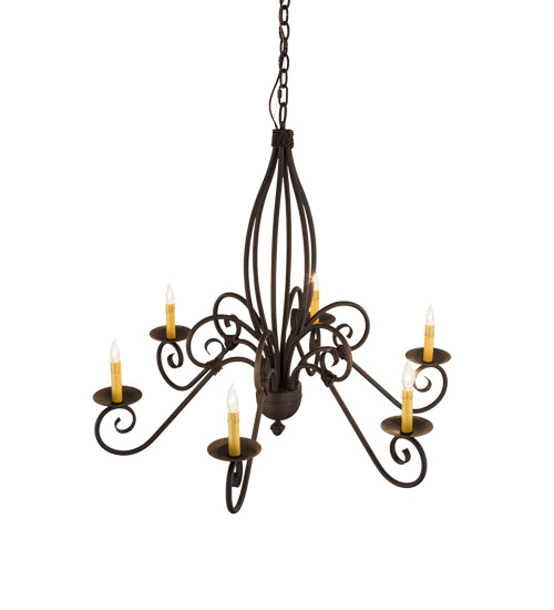 36" Wide Squire 6 Light Chandelier