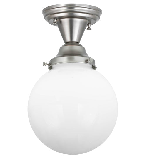 8"W Revival Schoolhouse White Globe Flushmount