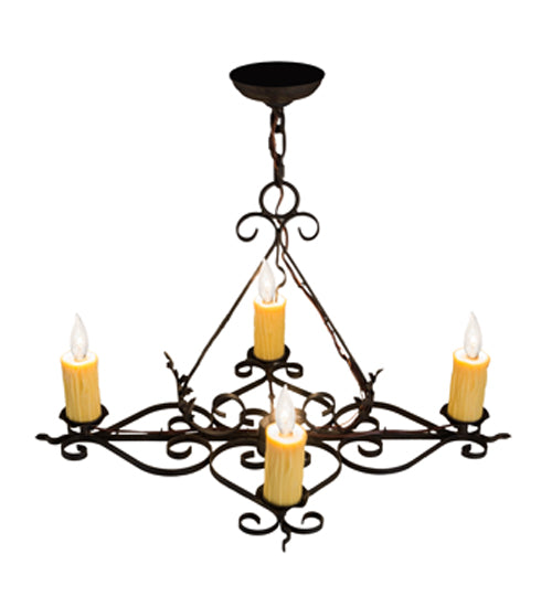 28" Long Elianna 4 Lt Oblong Chandelier