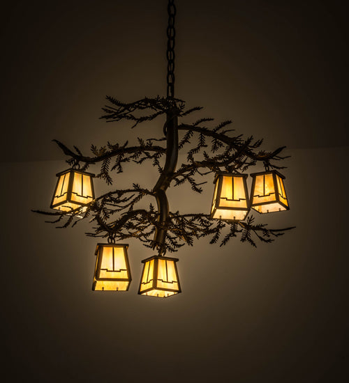 29"W Pine Branch Valley View 5 Lt Chandelier