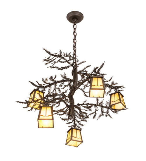 29"W Pine Branch Valley View 5 Lt Chandelier