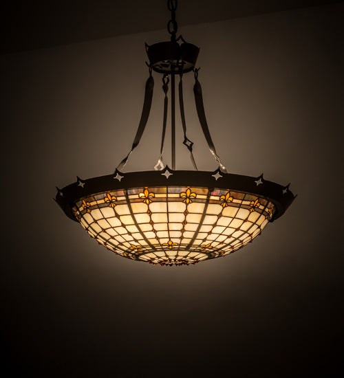 26" Wide Fleur-De-Lite Inverted Pendant