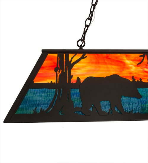 48"L Bear At Lake Oblong Pendant