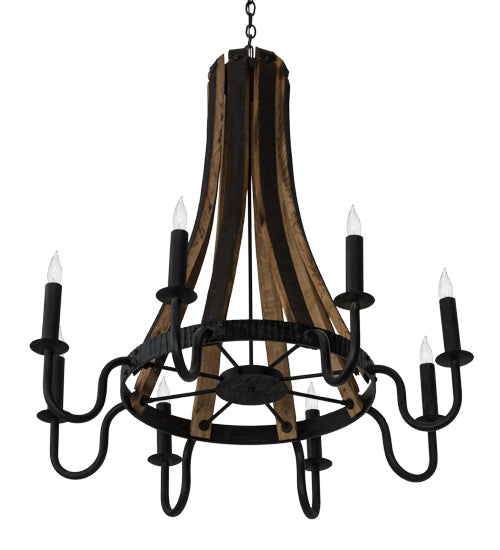 43" Wide Barrel Stave Madera 8 Light Chandelier