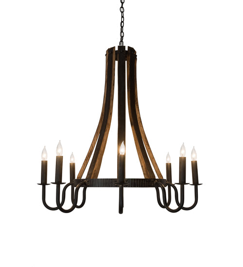 43" Wide Barrel Stave Madera 8 Light Chandelier