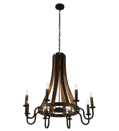 43" Wide Barrel Stave Madera 8 Light Chandelier