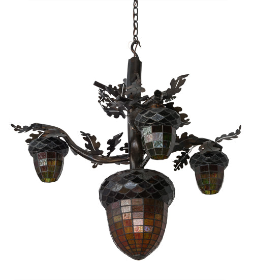 48" Wide Acorn Branch 4 Light Chandelier