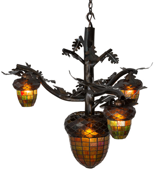 48" Wide Acorn Branch 4 Light Chandelier