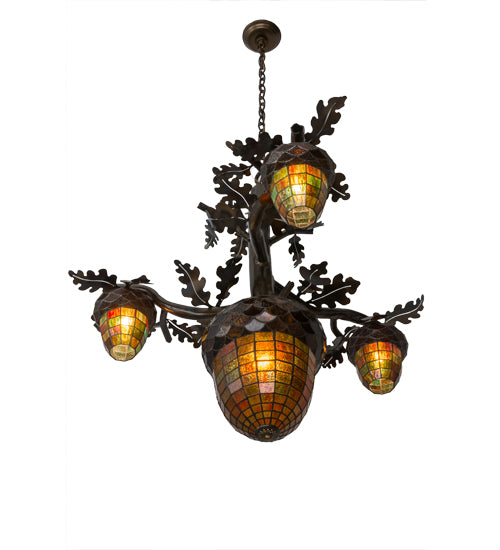 48" Wide Acorn Branch 4 Light Chandelier