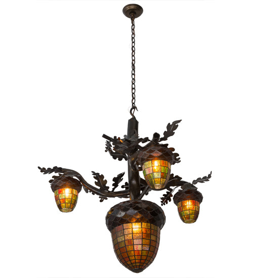 48" Wide Acorn Branch 4 Light Chandelier