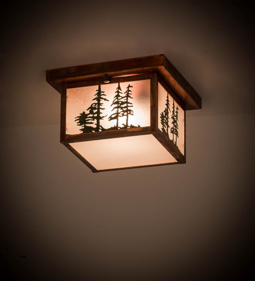 10"Sq Hyde Park Tall Pines Flushmount