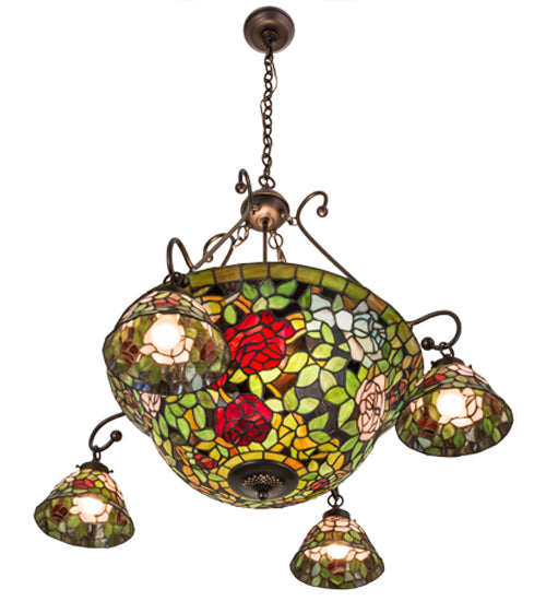 36" Wide Tiffany Rosebush Chandelier