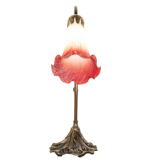 15" High Pink/White Tiffany Pond Lily Accent Lamp