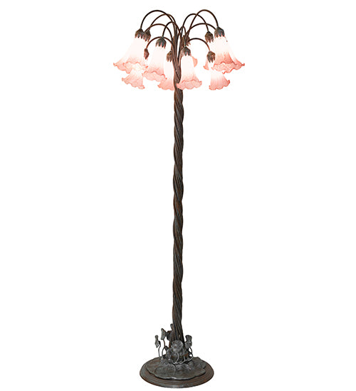 61" High Pink Tiffany Pond Lily 12 Light Floor Lamp