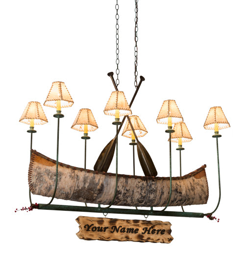 51"L Personalized Canoe 8 Lt Chandelier