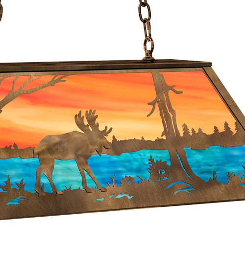 33" Long Moose At Lake Oblong Pendant