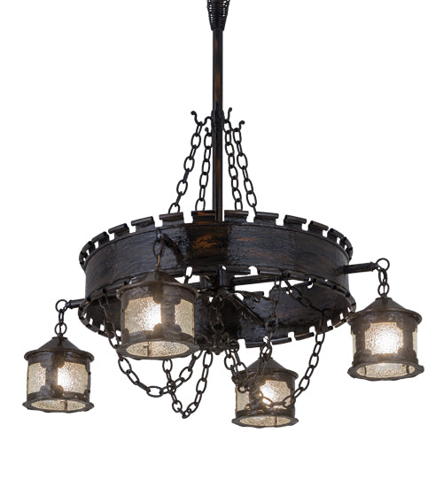 40"W Antique Gothic 4 Lt Chandelier