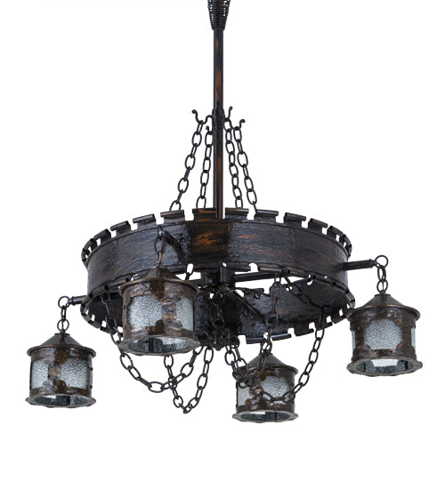 40"W Antique Gothic 4 Lt Chandelier