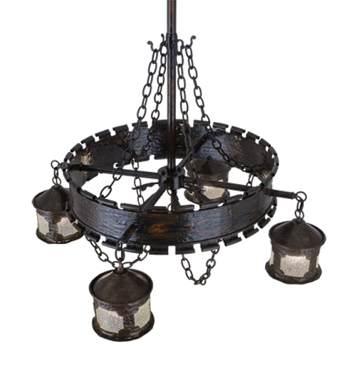 40"W Antique Gothic 4 Lt Chandelier